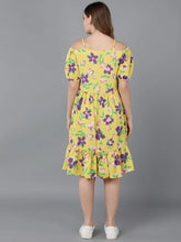 Women Yellow Georgette Printed Dresses